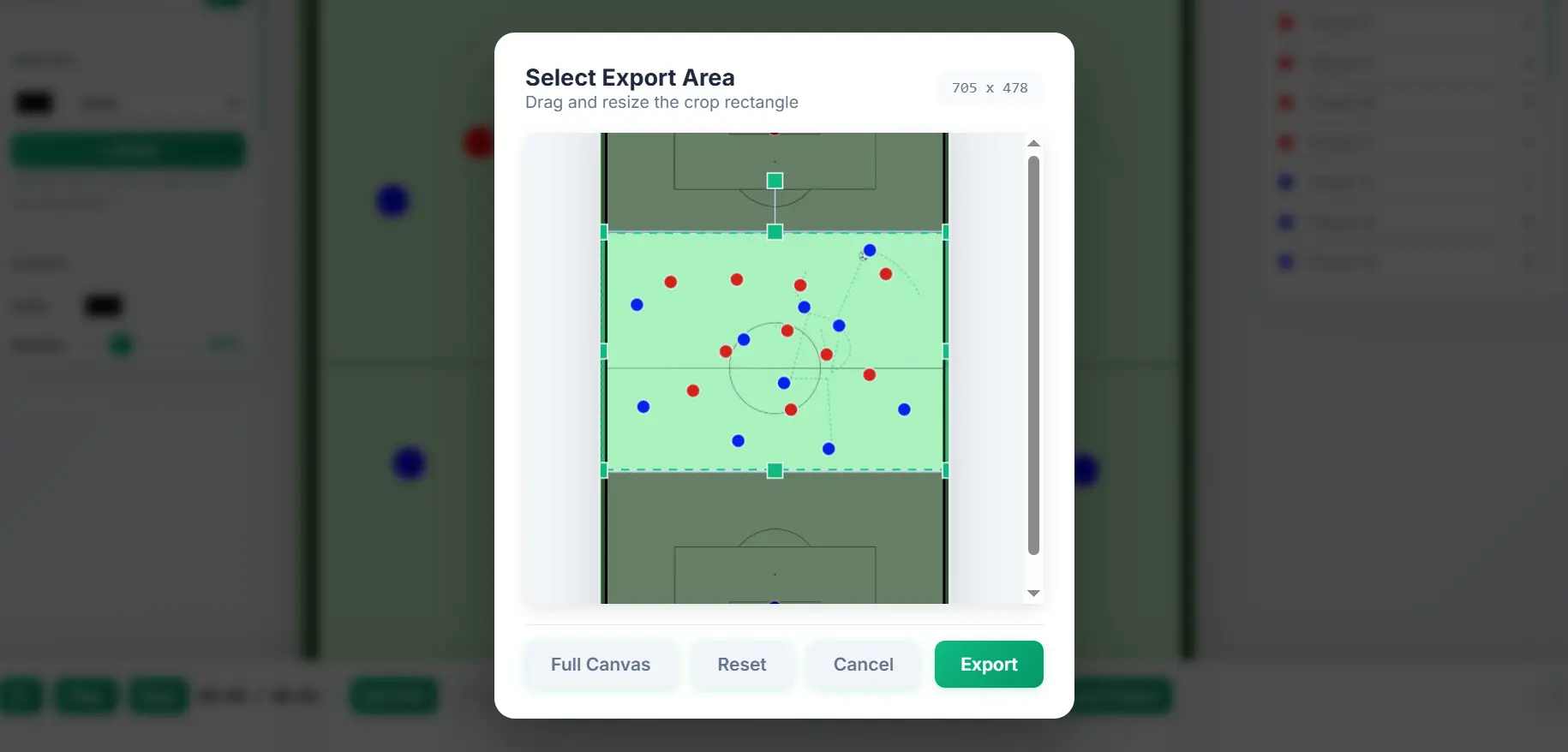 Exported animated tactics video with curved motion paths