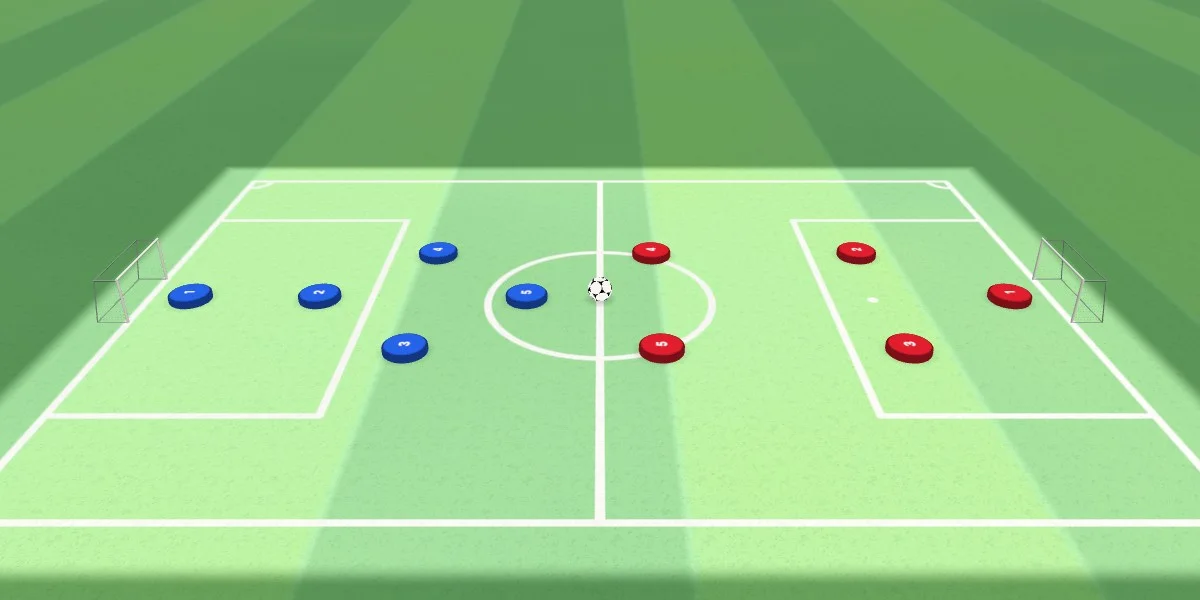 5-a-side pitch in the DrawTactics Broadcast Animator with two teams lined up