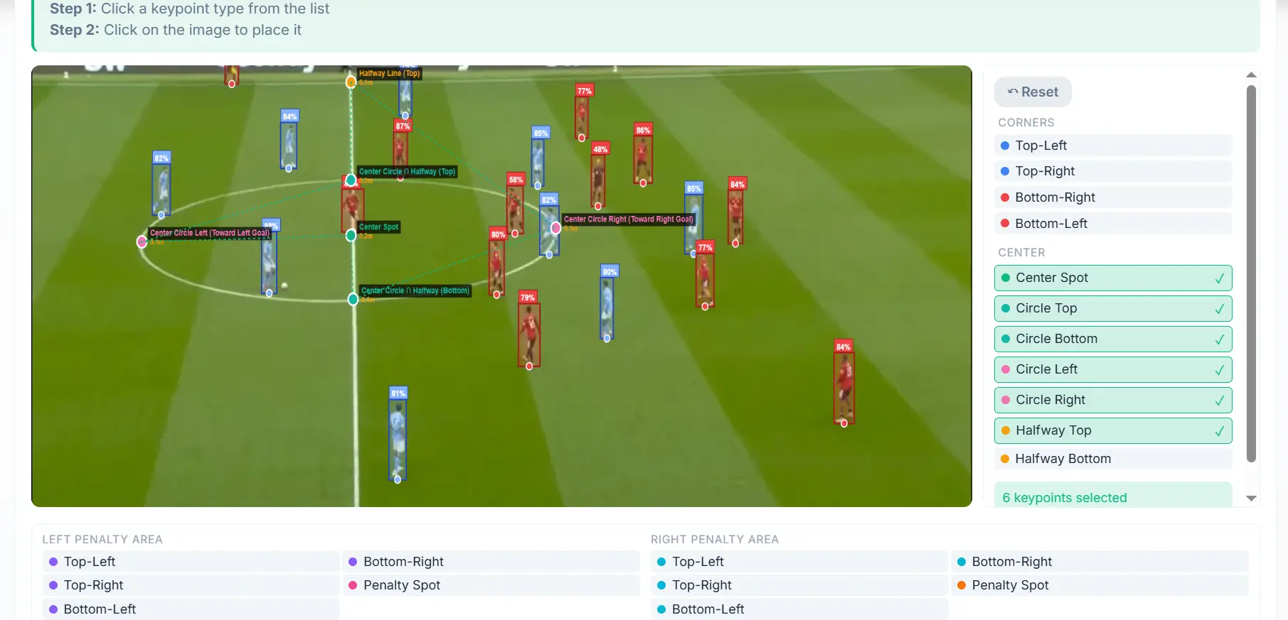 Player detection and keypoint mapping on match screenshot