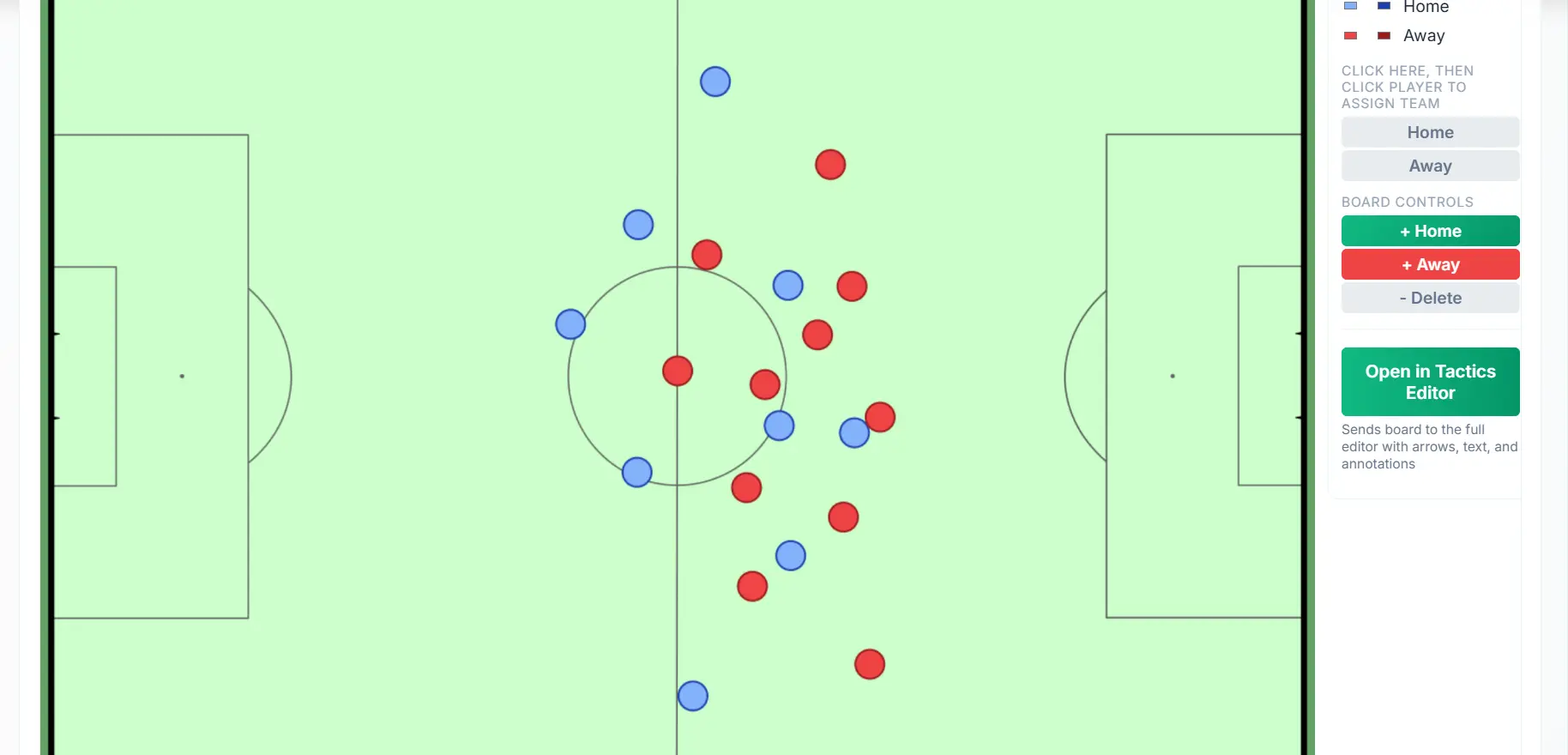 Players mapped onto 2D tactics board